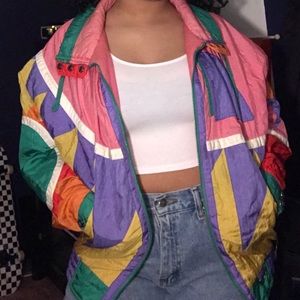Multi colored puffer jacket